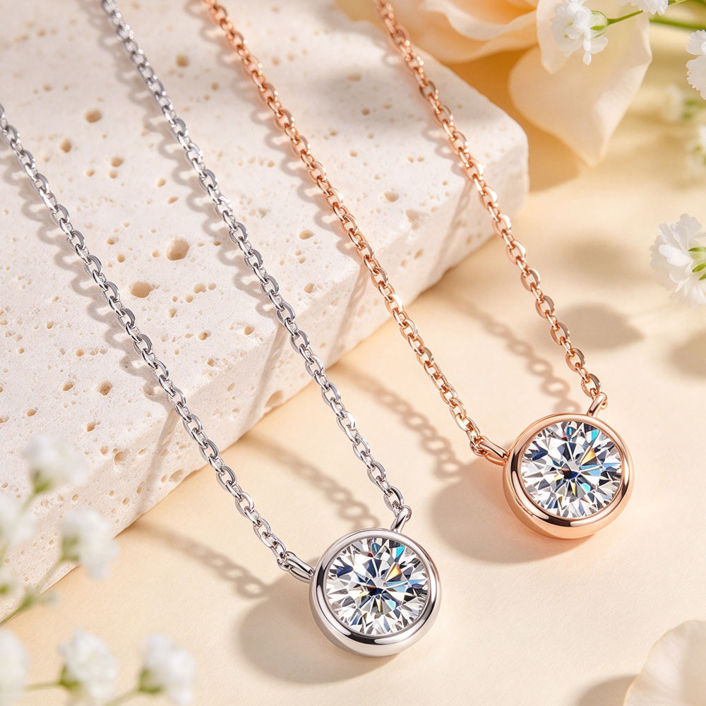 LinkerLove 1ct Moissanite Neck - Bezels Set Pendant review and price